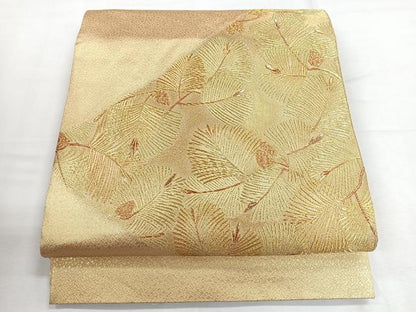 平和屋着物◎太鼓柄袋帯 松葉文 金糸 正絹 逸品 CABE5988nb