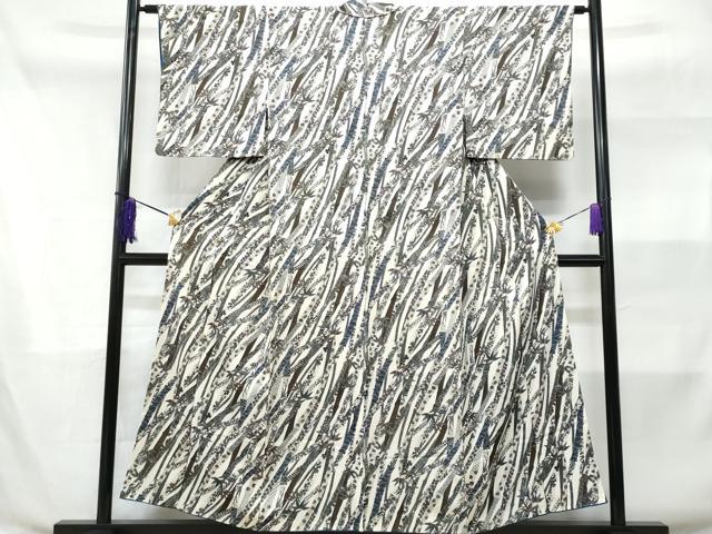 平和屋着物○上質なお召 切嵌吉祥文 正絹 逸品 CABD0186ut 【公式通販】