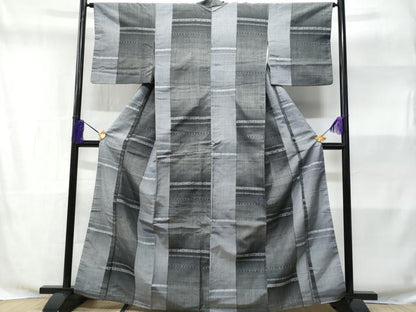 平和屋着物■上質な紬　横段文　正絹　逸品　CABE6015fb