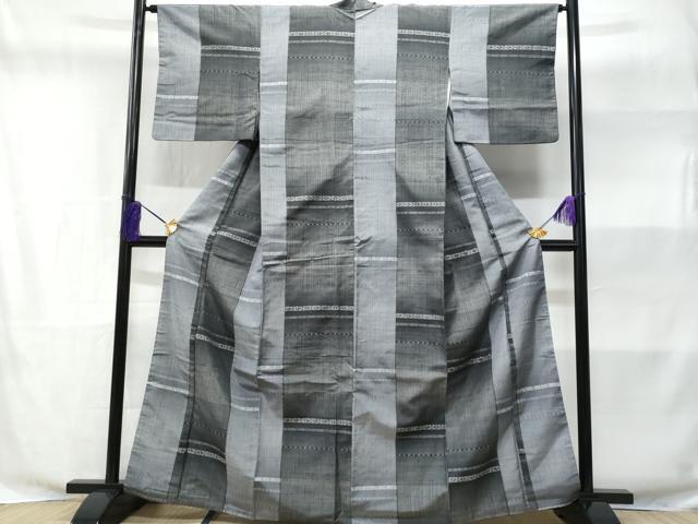 平和屋着物■上質な紬　横段文　正絹　逸品　CABE6015fb