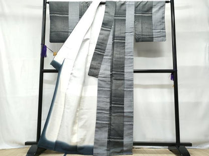 平和屋着物■上質な紬　横段文　正絹　逸品　CABE6015fb