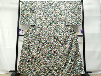 平和屋着物■上質な小紋 菱天井花文 正絹 逸品 CABE6018fb