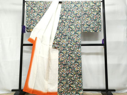 平和屋着物■上質な小紋 菱天井花文 正絹 逸品 CABE6018fb