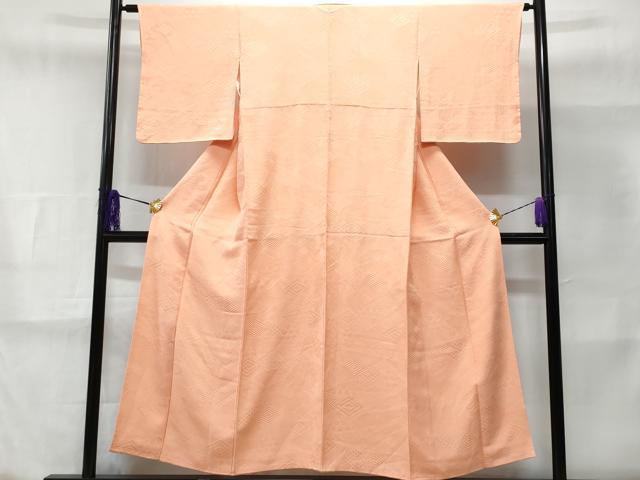 平和屋着物■上質な色無地 菱重ね吉祥花地紋 ときがら茶色 正絹 逸品 未使用 CABE6042fb