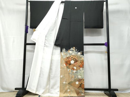 平和屋着物■豪華黒留袖 泰常 駒刺繍 花筏 暈し染め 金彩 正絹 逸品 CABE6063fb