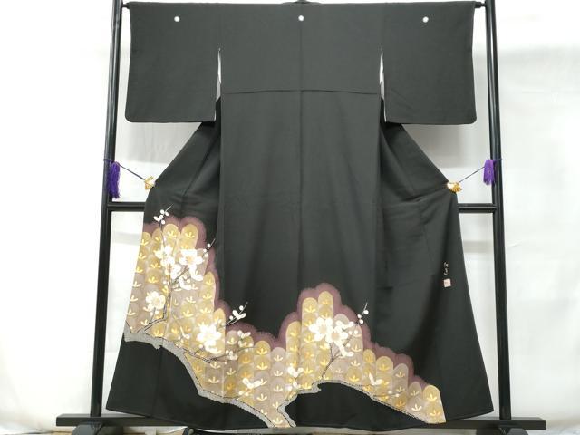 平和屋着物■豪華黒留袖　作家物　刺繍　枝花文　金彩　正絹　逸品　CABE6064fb