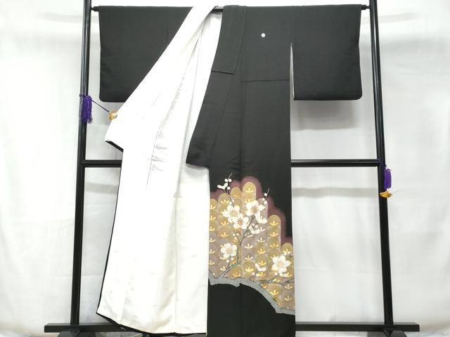平和屋着物■豪華黒留袖　作家物　刺繍　枝花文　金彩　正絹　逸品　CABE6064fb