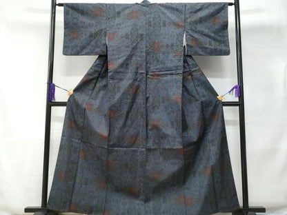 平和屋着物■本場大島紬　7マルキ　幾何学文様　証紙付き　正絹　逸品　CABE6081fb