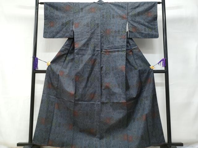 平和屋着物■本場大島紬　7マルキ　幾何学文様　証紙付き　正絹　逸品　CABE6081fb
