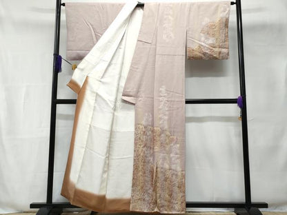 平和屋着物■訪問着 芝草文 暈し染め 金銀彩 正絹 逸品 CABE6085fb