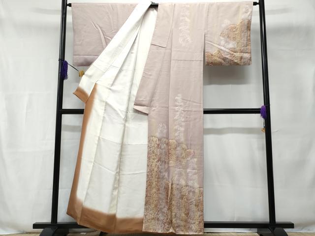 平和屋着物■訪問着 芝草文 暈し染め 金銀彩 正絹 逸品 CABE6085fb