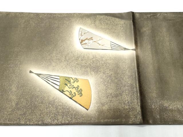平和屋着物◎太鼓柄袋帯 扇面重ね人物花文 金彩 正絹 逸品 CABE6087fb