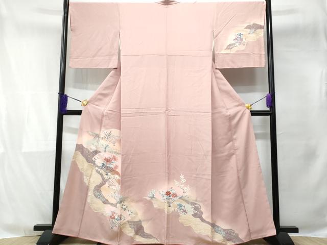 平和屋着物■訪問着 道長扇面花文 暈し染め 金銀彩 正絹 逸品 CABE6162fb