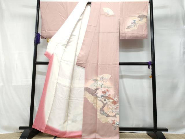 平和屋着物■訪問着 道長扇面花文 暈し染め 金銀彩 正絹 逸品 CABE6162fb