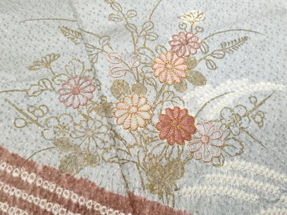 平和屋着物■訪問着 駒刺繍 絞り 流水草花文 金彩 正絹 逸品 CABE6164fb