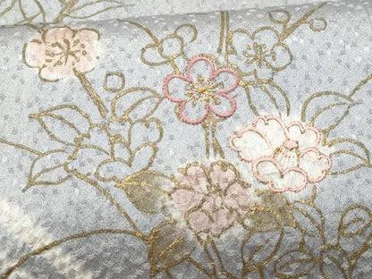 平和屋着物■訪問着 駒刺繍 絞り 流水草花文 金彩 正絹 逸品 CABE6164fb