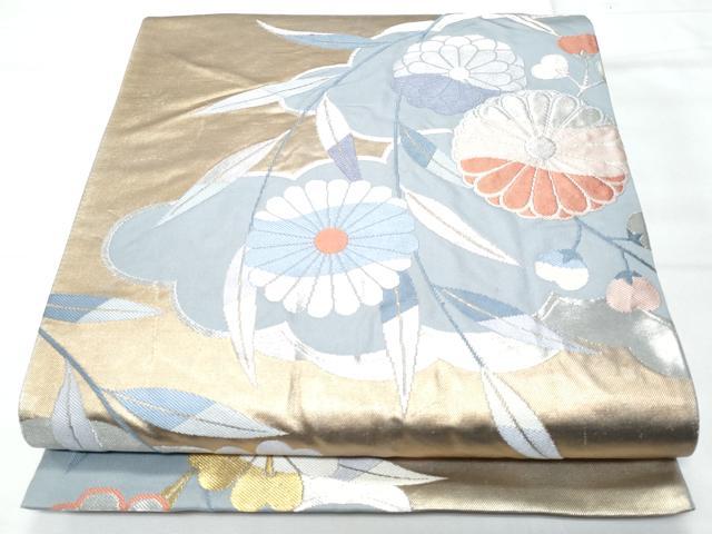 平和屋着物◎六通柄袋帯 唐織 雲取り枝花文 金銀糸 正絹 逸品 CABE6202fb