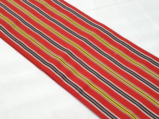平和屋着物◎本場筑前博多織　半幅帯　間道　正絹　逸品　CABE6224fb