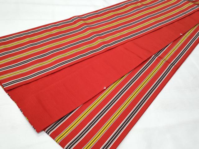 平和屋着物◎本場筑前博多織　半幅帯　間道　正絹　逸品　CABE6224fb