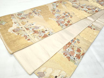 平和屋着物◎西陣　服部織物謹製　六通柄袋帯　唐織　平安絵巻紋様　金糸　正絹　逸品　CABE6273fb