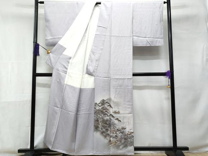 平和屋着物■色留訪問着　手描き　人物風景文　暈し染め　金彩　反端付き　正絹　逸品　CABE6291fb