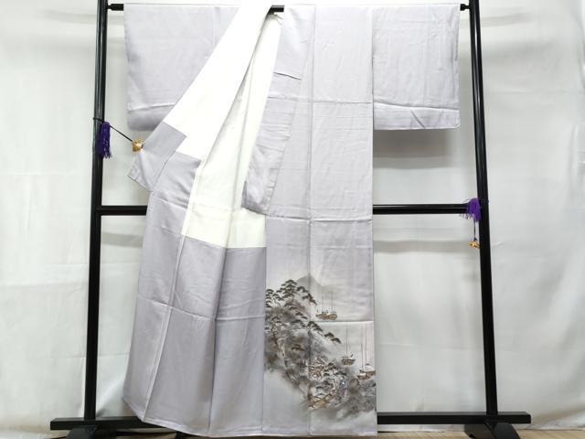 平和屋着物■色留訪問着　手描き　人物風景文　暈し染め　金彩　反端付き　正絹　逸品　CABE6291fb