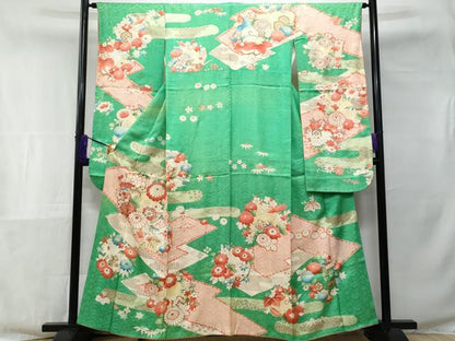 平和屋着物■豪華振袖　刺繍　絞り　吉祥花文　正絹　逸品　CABE6302fb