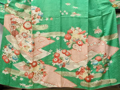 平和屋着物■豪華振袖　刺繍　絞り　吉祥花文　正絹　逸品　CABE6302fb