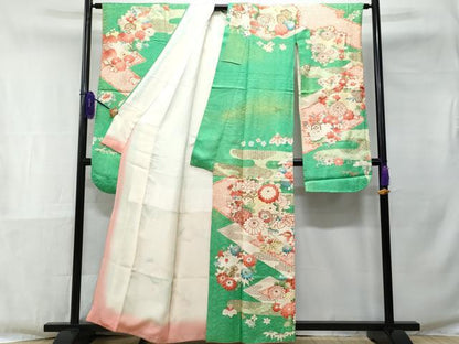 平和屋着物■豪華振袖　刺繍　絞り　吉祥花文　正絹　逸品　CABE6302fb