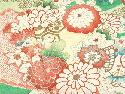 平和屋着物■豪華振袖　刺繍　絞り　吉祥花文　正絹　逸品　CABE6302fb