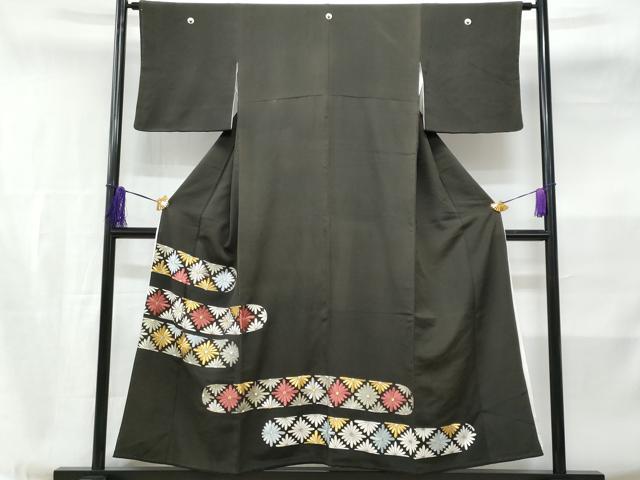 平和屋着物■豪華黒留袖　刺繍　菊　金銀糸　正絹　逸品　CABE6321fb
