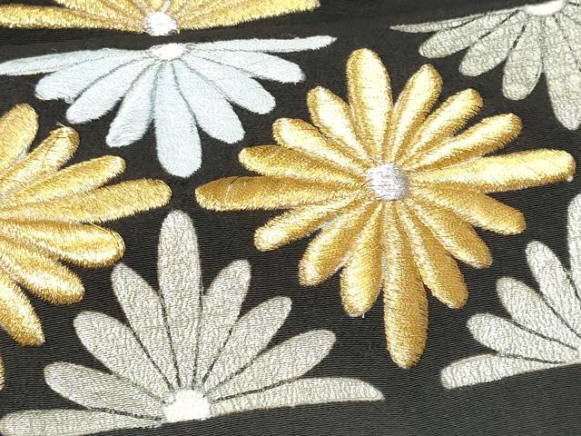 平和屋着物□豪華黒留袖 刺繍 菊 金銀糸 正絹 逸品 CABE6321fb