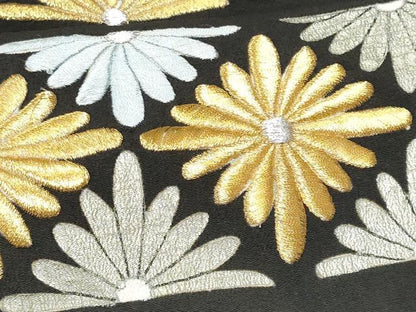 平和屋着物■豪華黒留袖　刺繍　菊　金銀糸　正絹　逸品　CABE6321fb