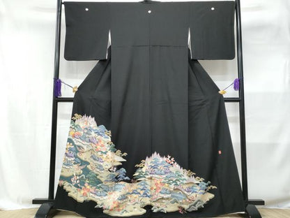 平和屋着物■豪華黒留袖　友禅　作家物　御所解文　　正絹　逸品　CABE6322fb