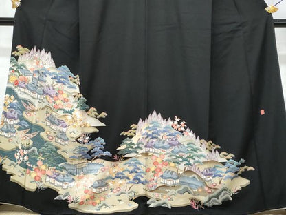 平和屋着物■豪華黒留袖　友禅　作家物　御所解文　　正絹　逸品　CABE6322fb