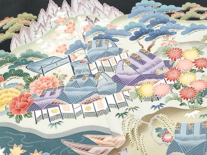 平和屋着物■豪華黒留袖　友禅　作家物　御所解文　　正絹　逸品　CABE6322fb