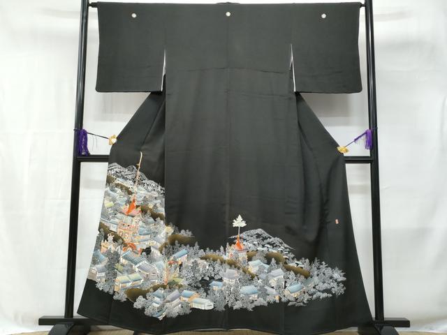平和屋着物■豪華黒留袖　作家物　鉾風景文　金彩　正絹　逸品　CABE6334fb