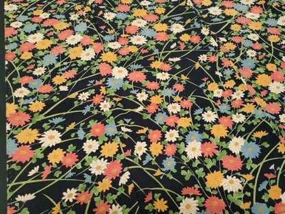 平和屋着物■上質な小紋　草花文　黒地　金彩　正絹　逸品　未使用　CABE6357fb