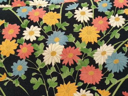 平和屋着物■上質な小紋　草花文　黒地　金彩　正絹　逸品　未使用　CABE6357fb