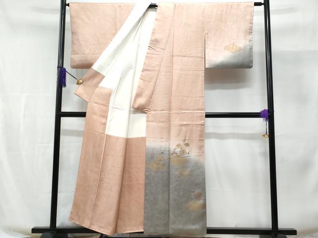 平和屋着物■訪問着 刺繍 枝梅文 暈し染め 正絹 逸品 CABE6363fb