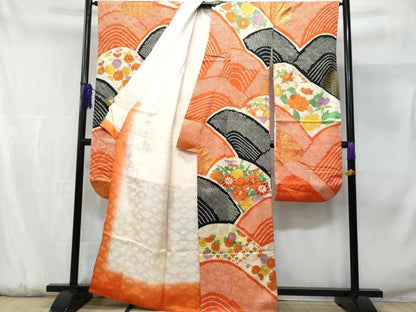 平和屋着物■豪華振袖　駒刺繍　絞り　青海波草花文　暈し染め　金彩　正絹　逸品　CABE6364fb