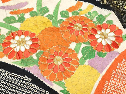 平和屋着物■豪華振袖　駒刺繍　絞り　青海波草花文　暈し染め　金彩　正絹　逸品　CABE6364fb
