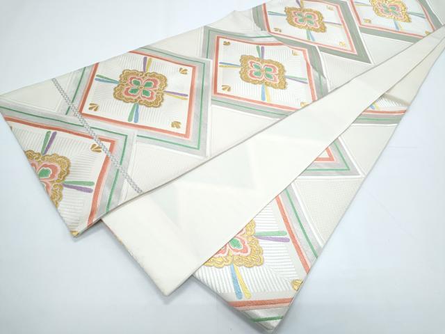 平和屋着物◎六通柄袋帯　唐織　菱花文　金銀糸　正絹　逸品　CABE6402th