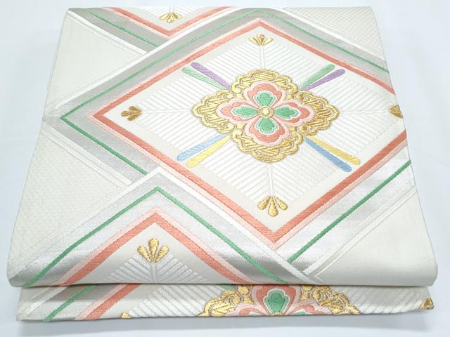 平和屋着物◎六通柄袋帯　唐織　菱花文　金銀糸　正絹　逸品　CABE6402th