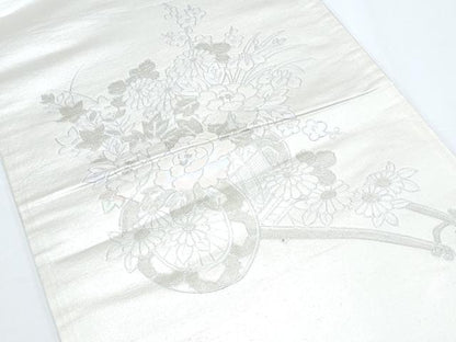 平和屋着物◎太鼓柄袋帯　花車文　銀彩　正絹　逸品　CABE6403th