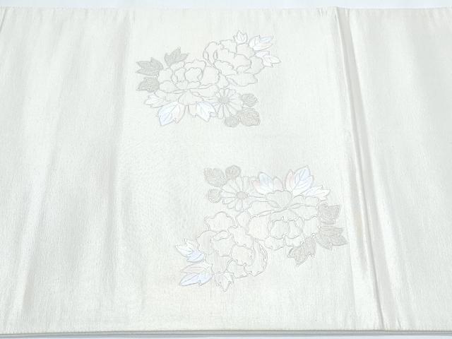 平和屋着物◎太鼓柄袋帯　花車文　銀彩　正絹　逸品　CABE6403th