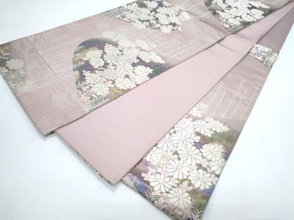 平和屋着物◎六通柄袋帯　唐織　草花文　金銀糸　正絹　逸品　CABE6479th