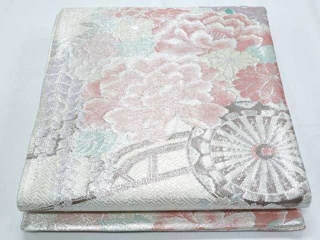 平和屋着物◎佐賀錦　六通柄袋帯　花車文　銀糸　正絹　逸品　CABE6552th