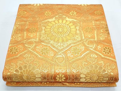 平和屋着物◎六通柄袋帯 正倉院花文 金糸 やまとオリジナル 正絹 逸品 CABE6562th