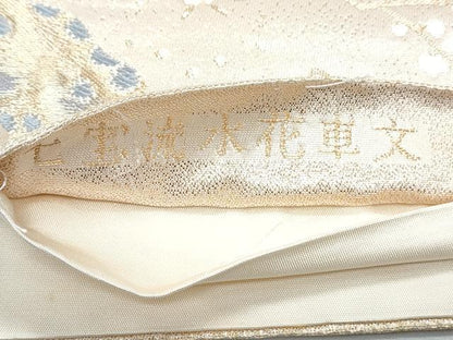平和屋着物◎六通柄袋帯 唐織 七宝流水花車文 金糸 正絹 逸品 CABE6572th
